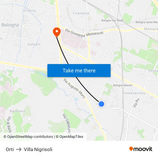 Orti to Villa Nigrisoli map