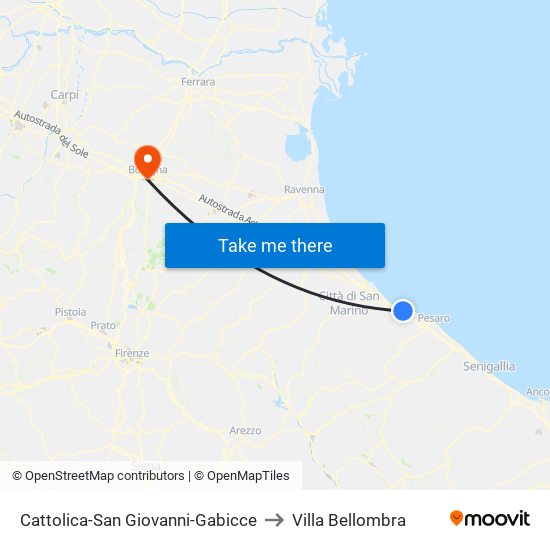 Cattolica-San Giovanni-Gabicce to Villa Bellombra map