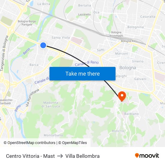 Centro Vittoria - Mast to Villa Bellombra map
