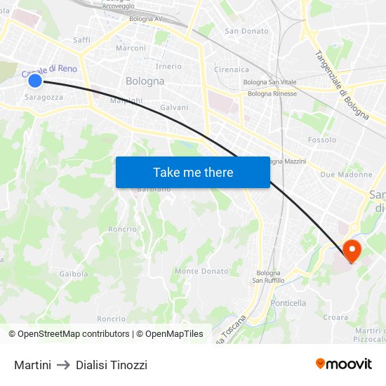 Martini to Dialisi Tinozzi map