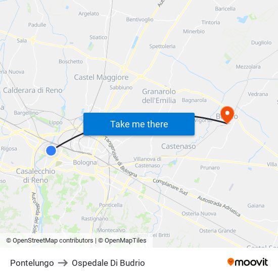 Pontelungo to Ospedale Di Budrio map