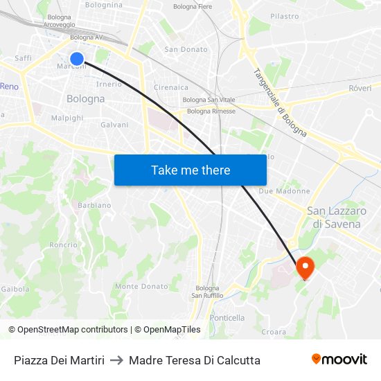 Piazza Dei Martiri to Madre Teresa Di Calcutta map