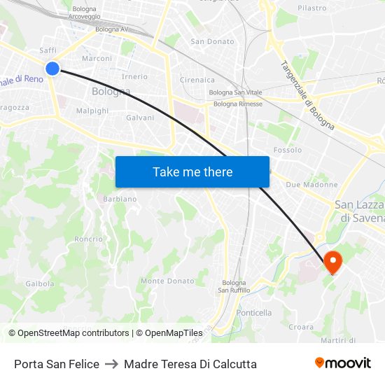 Porta San Felice to Madre Teresa Di Calcutta map