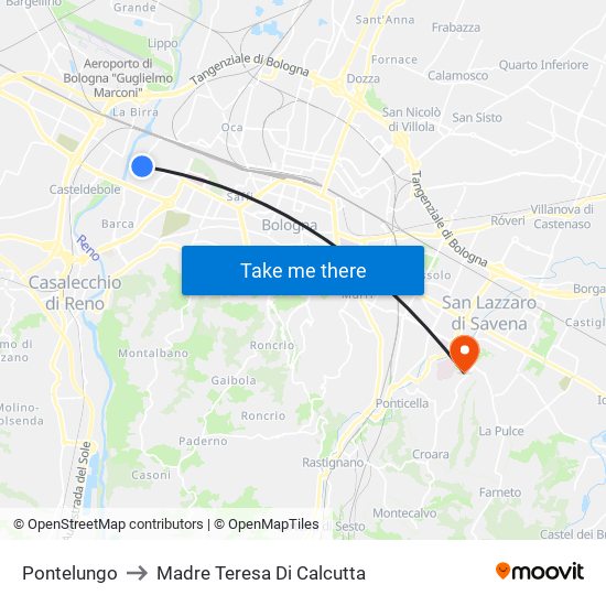 Pontelungo to Madre Teresa Di Calcutta map
