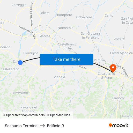 Sassuolo Terminal to Edificio R map