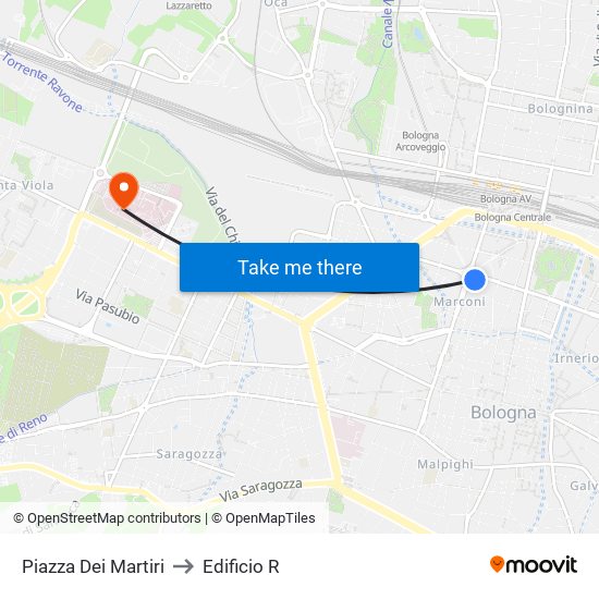 Piazza Dei Martiri to Edificio R map