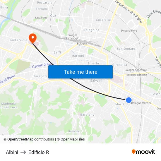 Albini to Edificio R map