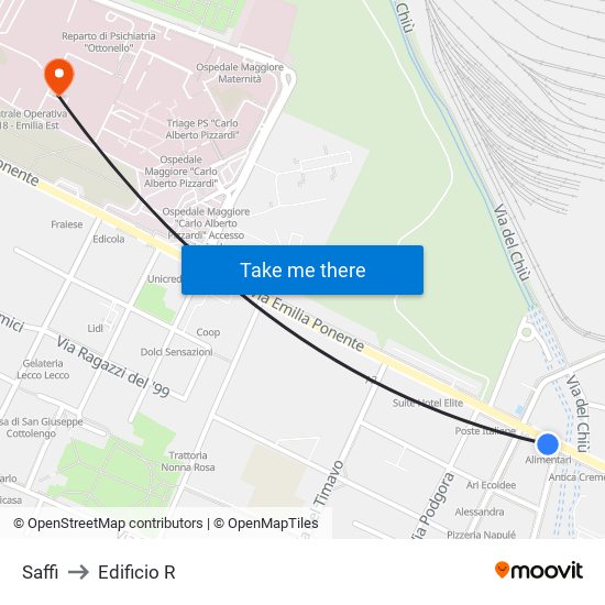 Saffi to Edificio R map