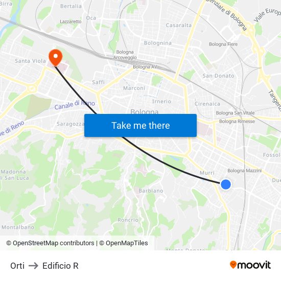 Orti to Edificio R map