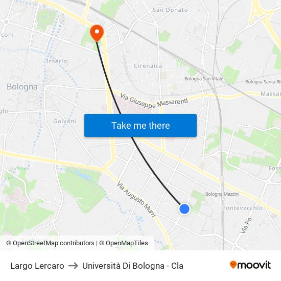 Largo Lercaro to Università Di Bologna - Cla map