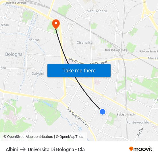 Albini to Università Di Bologna - Cla map