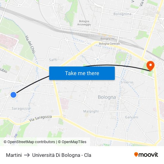 Martini to Università Di Bologna - Cla map