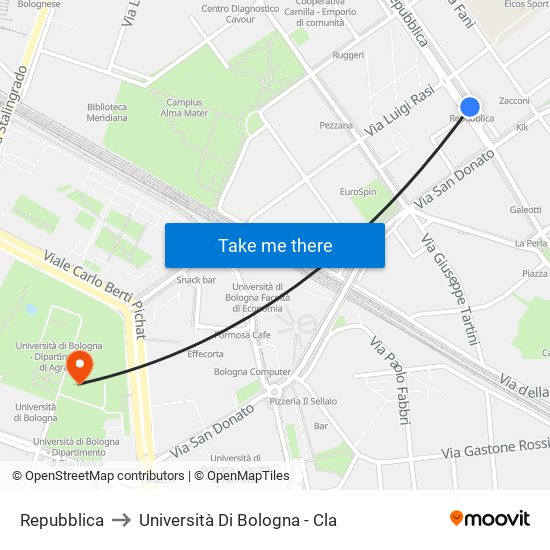 Repubblica to Università Di Bologna - Cla map