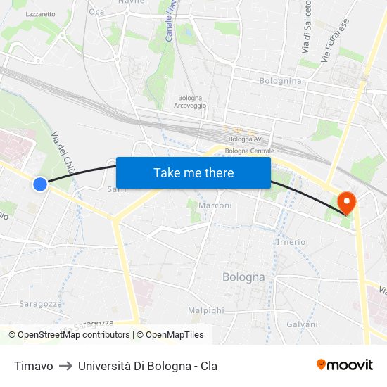 Timavo to Università Di Bologna - Cla map