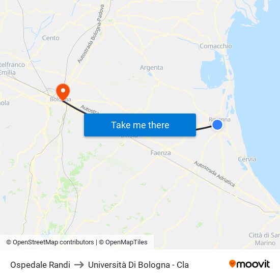 Ospedale Randi to Università Di Bologna - Cla map