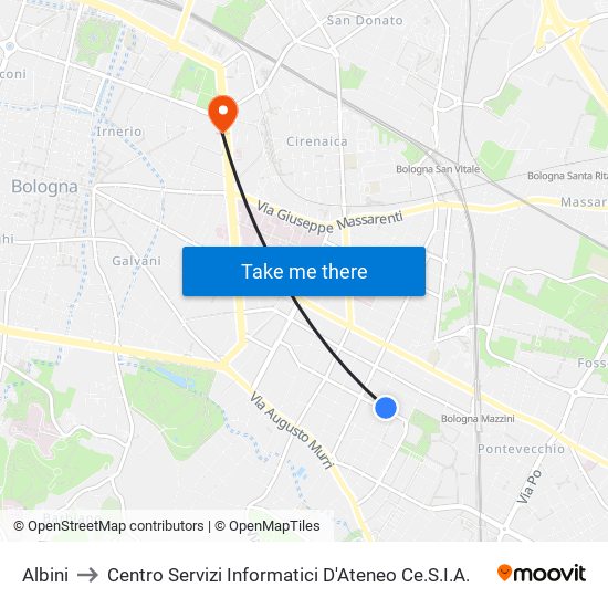 Albini to Centro Servizi Informatici D'Ateneo 
Ce.S.I.A. map