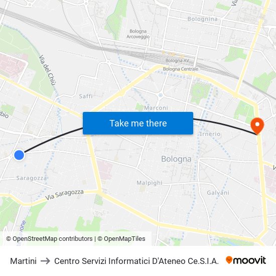 Martini to Centro Servizi Informatici D'Ateneo 
Ce.S.I.A. map