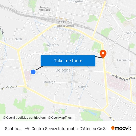 Sant`Isaia to Centro Servizi Informatici D'Ateneo 
Ce.S.I.A. map
