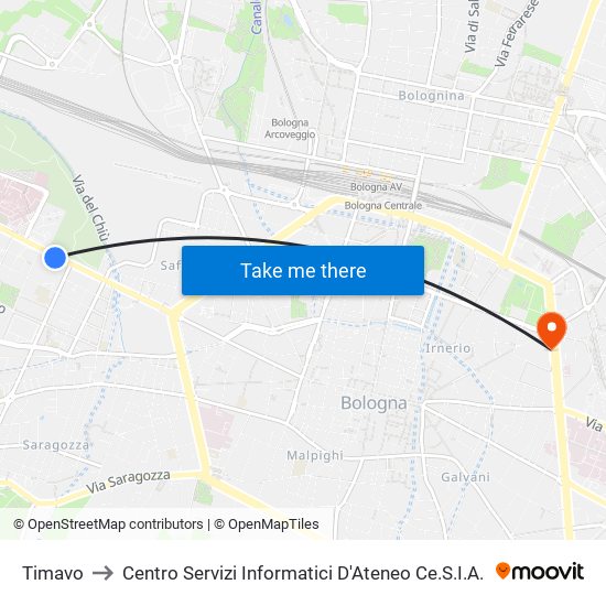 Timavo to Centro Servizi Informatici D'Ateneo 
Ce.S.I.A. map