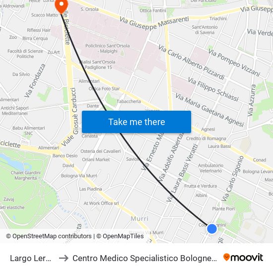 Largo Lercaro to Centro Medico Specialistico Bolognese S.R.L. map