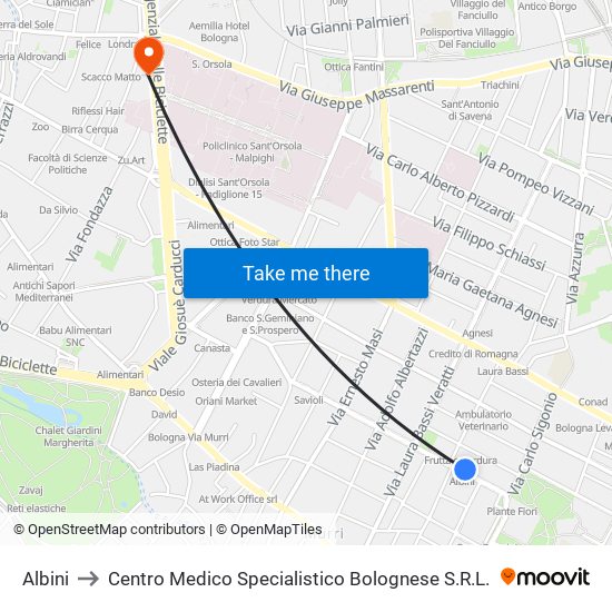Albini to Centro Medico Specialistico Bolognese S.R.L. map