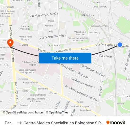 Parco to Centro Medico Specialistico Bolognese S.R.L. map