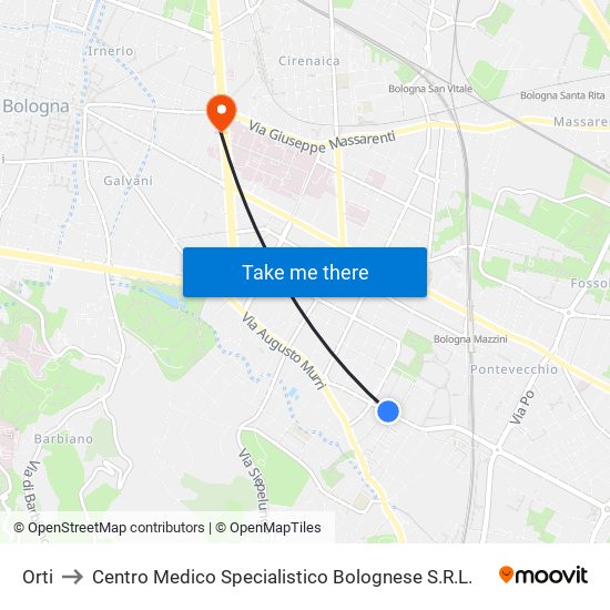 Orti to Centro Medico Specialistico Bolognese S.R.L. map