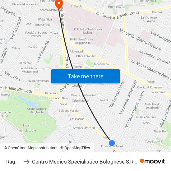 Ragno to Centro Medico Specialistico Bolognese S.R.L. map
