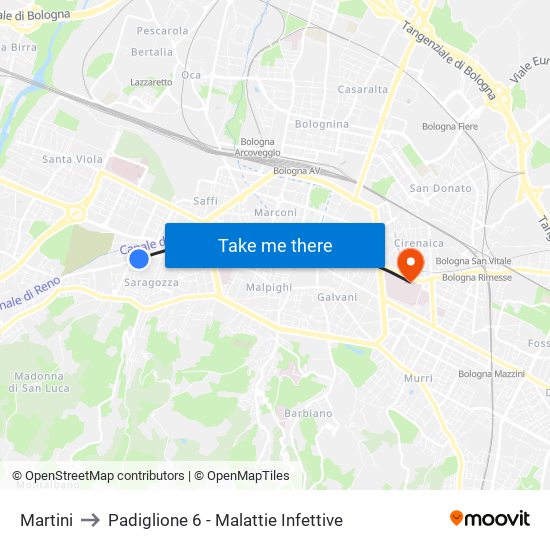 Martini to Padiglione 6 - Malattie Infettive map