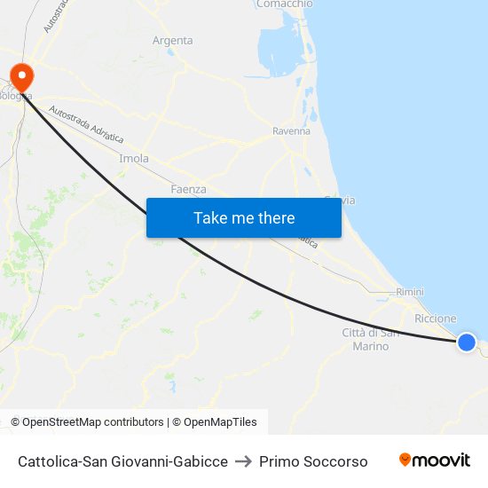 Cattolica-San Giovanni-Gabicce to Primo Soccorso map