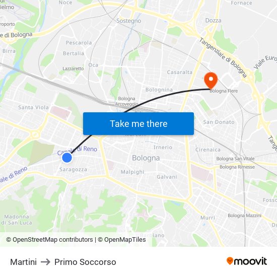 Martini to Primo Soccorso map