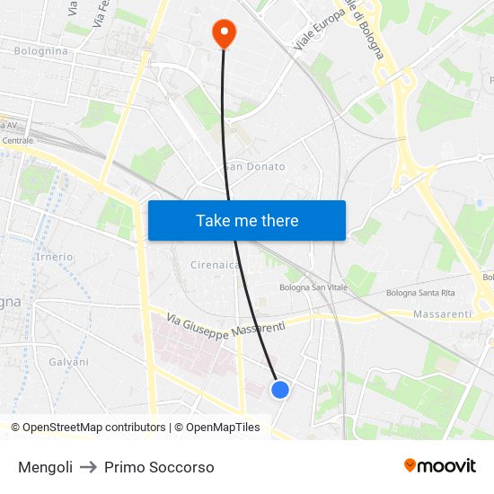 Mengoli to Primo Soccorso map