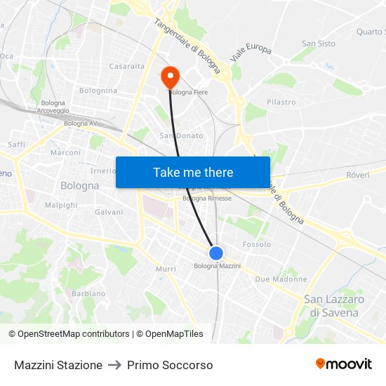 Mazzini Stazione to Primo Soccorso map