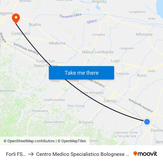 Forli FS A to Centro Medico Specialistico Bolognese S.R.L map