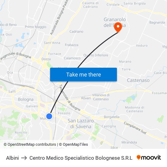 Albini to Centro Medico Specialistico Bolognese S.R.L map