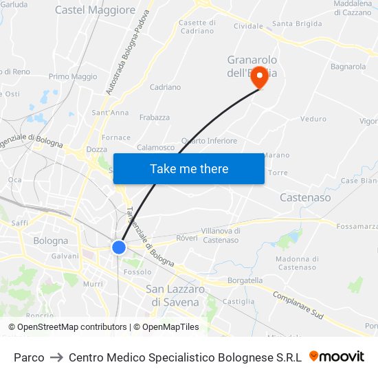 Parco to Centro Medico Specialistico Bolognese S.R.L map