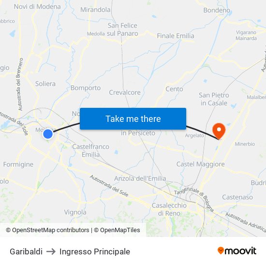 Garibaldi to Ingresso Principale map