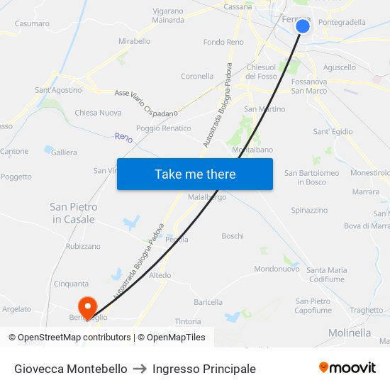 Giovecca Montebello to Ingresso Principale map