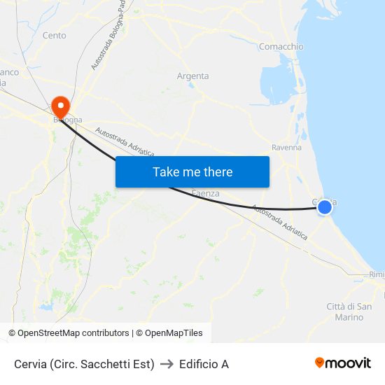 Cervia (Circ. Sacchetti Est) to Edificio A map