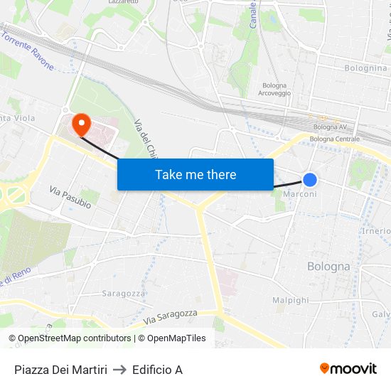 Piazza Dei Martiri to Edificio A map