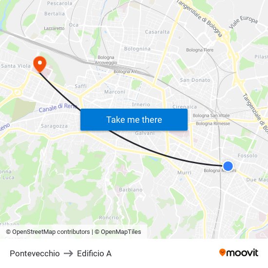 Pontevecchio to Edificio A map