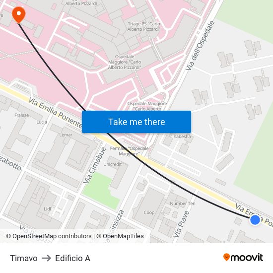 Timavo to Edificio A map