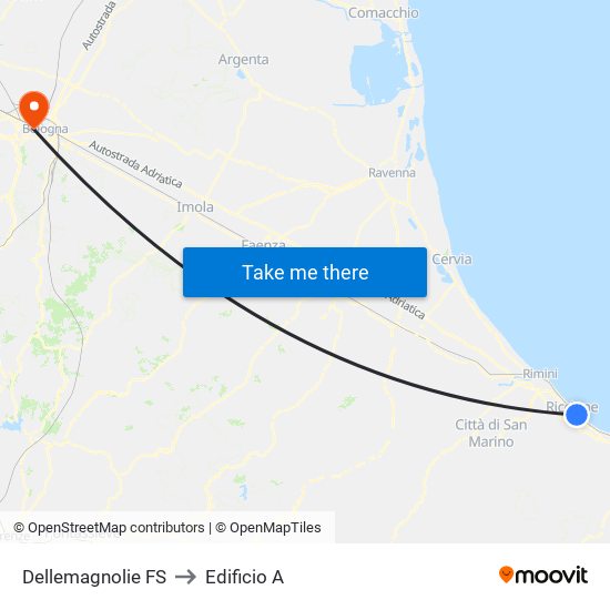Dellemagnolie FS to Edificio A map