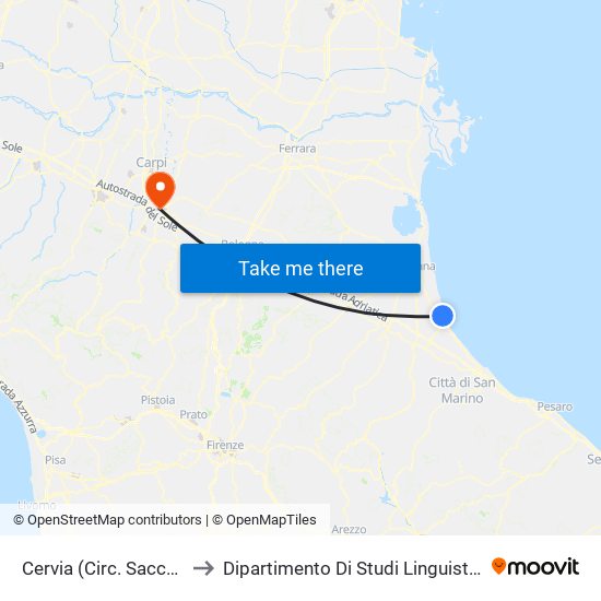 Cervia (Circ. Sacchetti Est) to Dipartimento Di Studi Linguistici E Culturali map