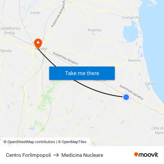 Centro Forlimpopoli to Medicina Nucleare map