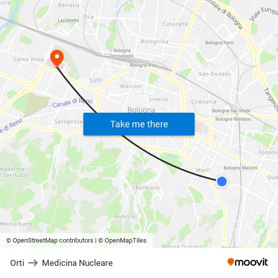 Orti to Medicina Nucleare map