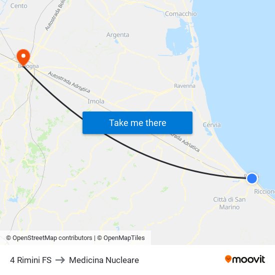 4 Rimini FS to Medicina Nucleare map