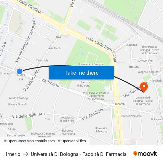 Irnerio to Università Di Bologna - Facoltà Di Farmacia map