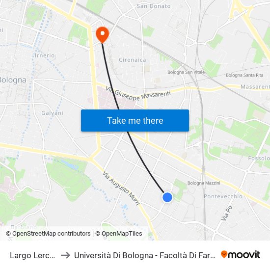 Largo Lercaro to Università Di Bologna - Facoltà Di Farmacia map