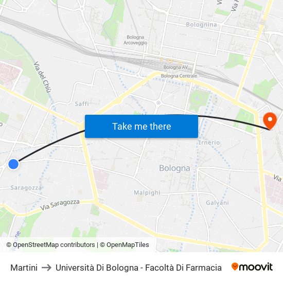 Martini to Università Di Bologna - Facoltà Di Farmacia map